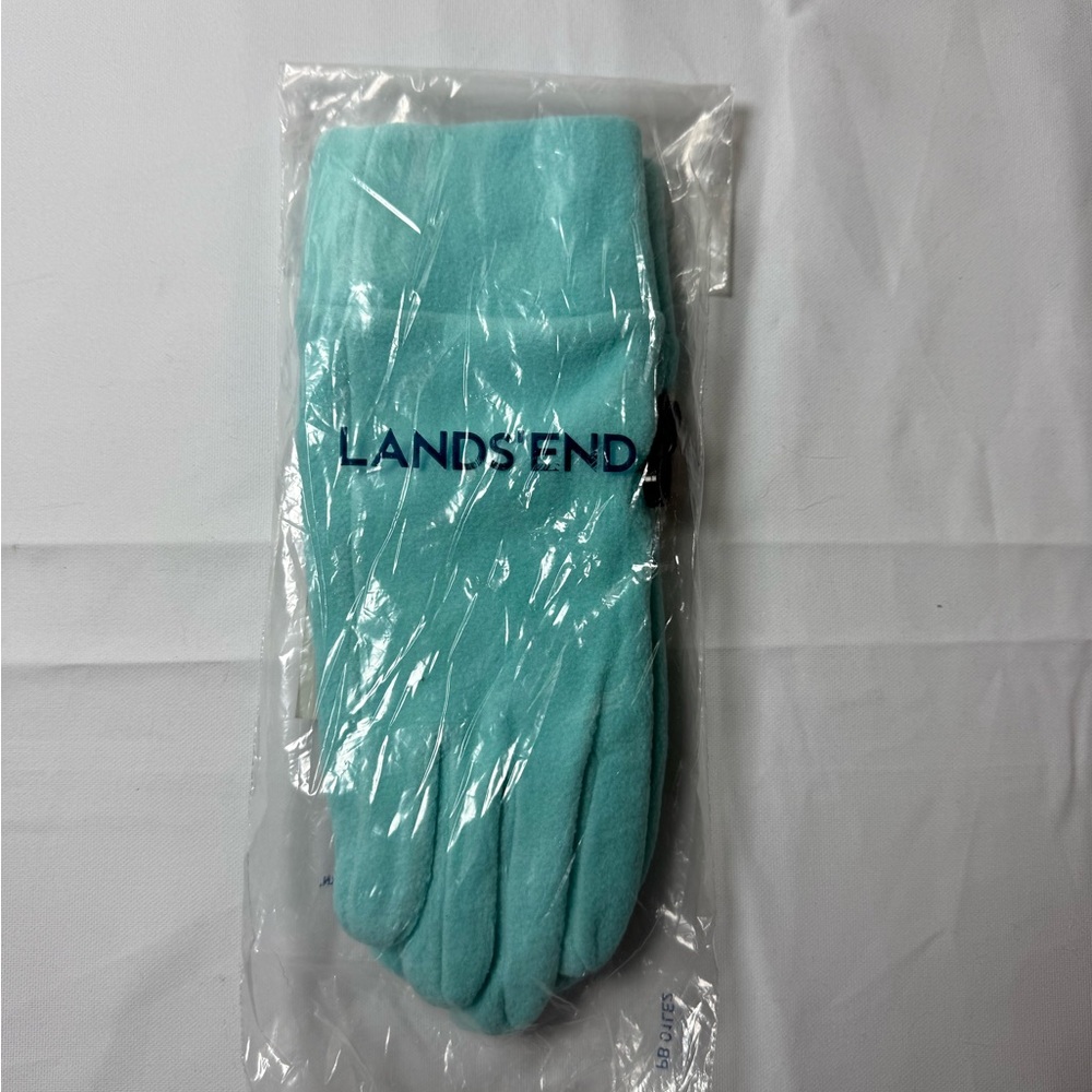 Lands' End Duck Egg Blue Fleece Gloves